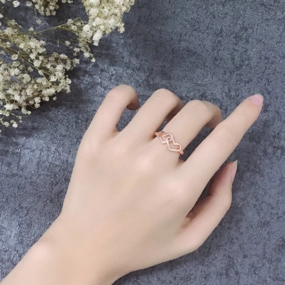 NEW!💙💎ROSE💗GOLDEN💛JOINED💛HEARTS💗RING💎💙SZ 7 - Picture 3 of 8